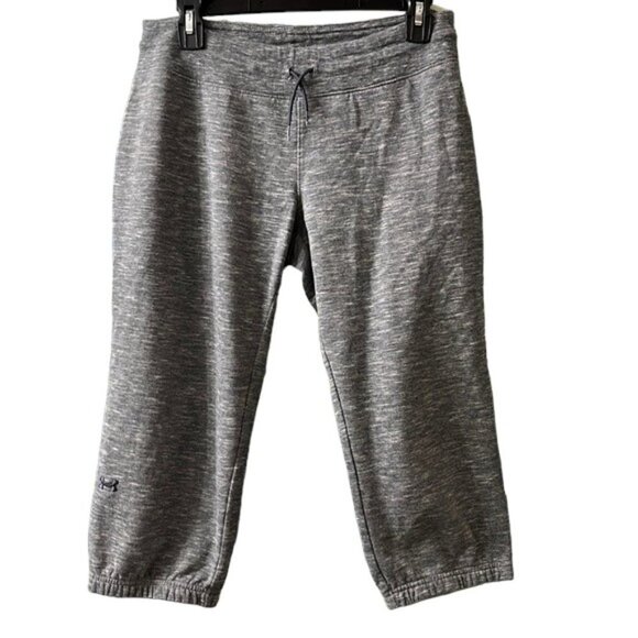 Under Armour Storm ColdGear Heather Gray Semi-Fitted Cropped Sweatpants Joggers - Picture 1 of 11